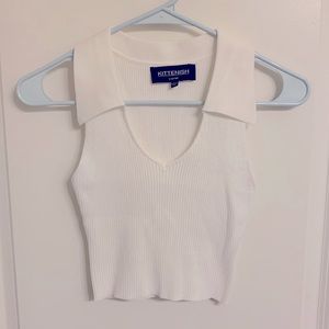 Kittenish XS white collared cropped shirt
